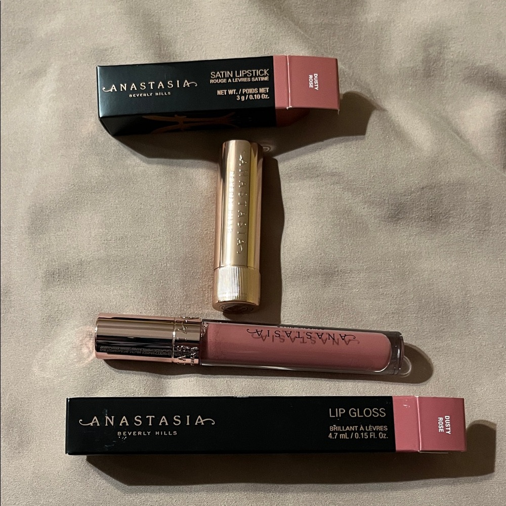 NIB Anastasia Beverly Hills Satin Lipstick and Lip Gloss - Dusty Rose - Picture 2 of 6